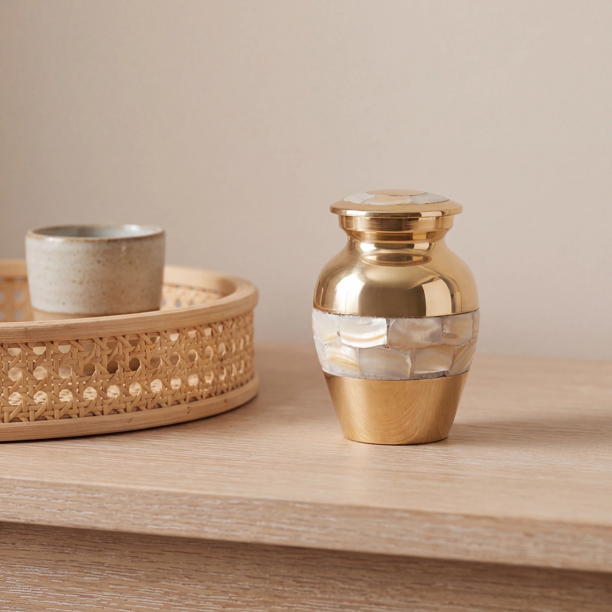 Mother-of-Pearl-Metal-Keepsake-Urn-for-Ashes-in-Gold-Cane-Tray
