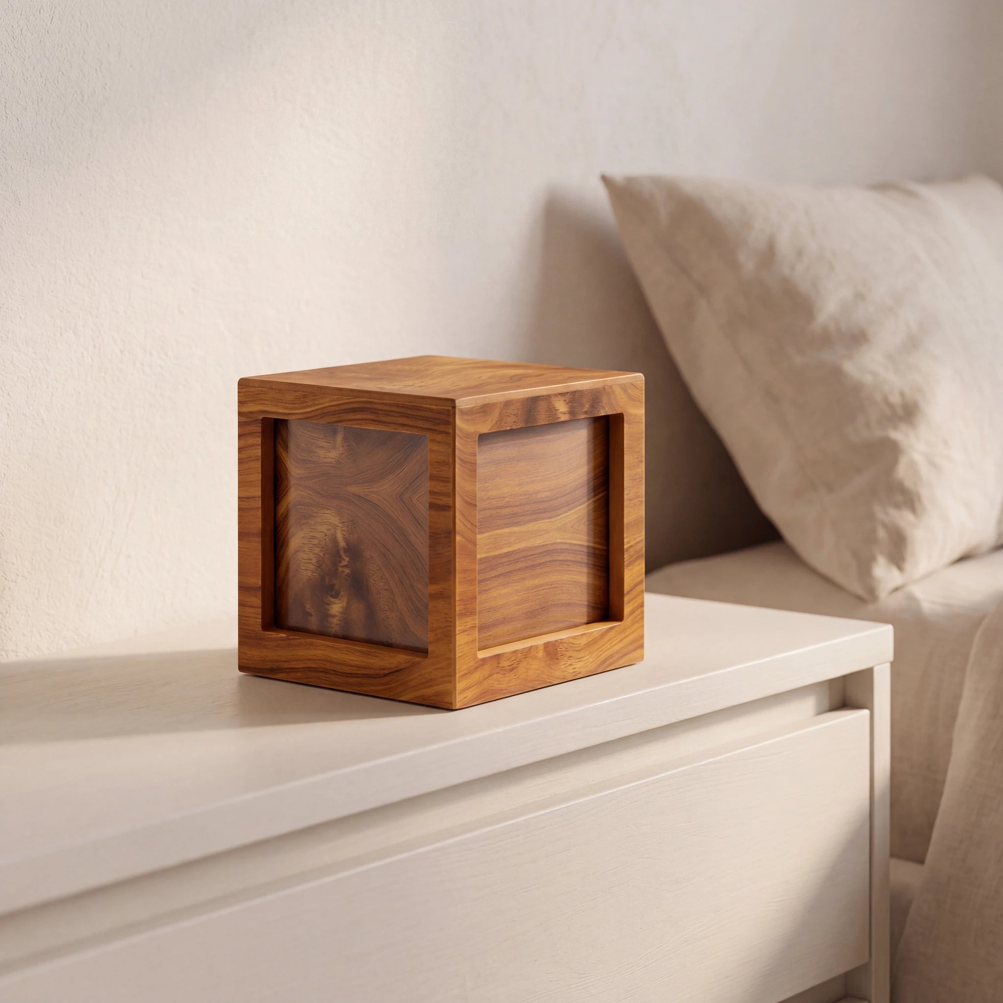 Oak Wood Effect MDF Photo Frame Adult Cremation Urn for Ashes