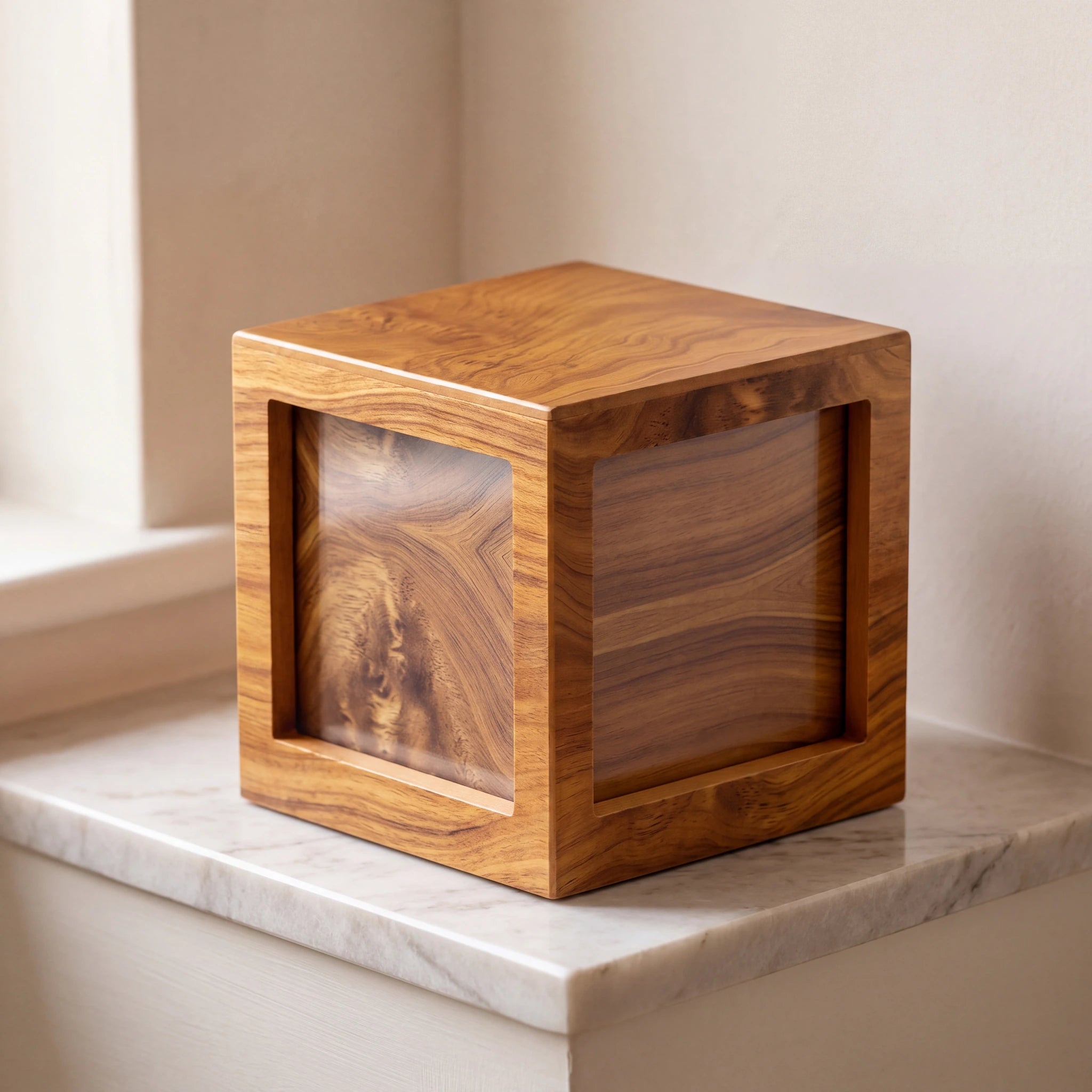 Oak Wood Effect MDF Photo Frame Adult Cremation Urn for Ashes