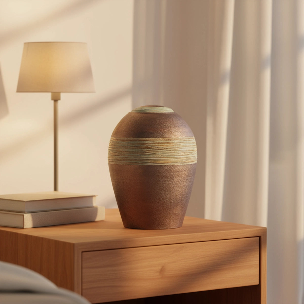 Oasis Adult Cremation Urn for Ashes in Bronze and Jade Green