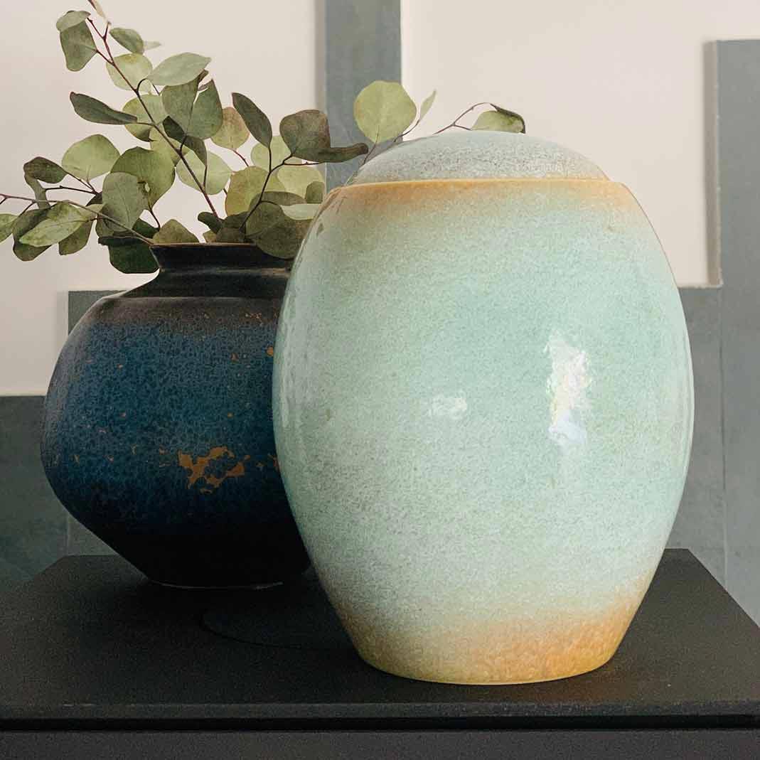 Ocean Blue Modern Adult Cremation Urn for Ashes