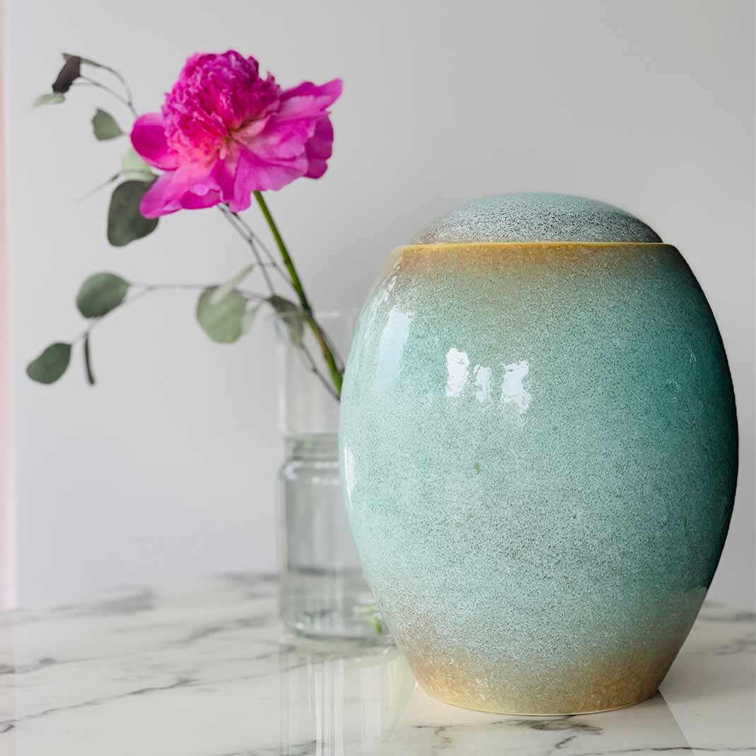 Ocean Blue Modern Adult Cremation Urn for Ashes