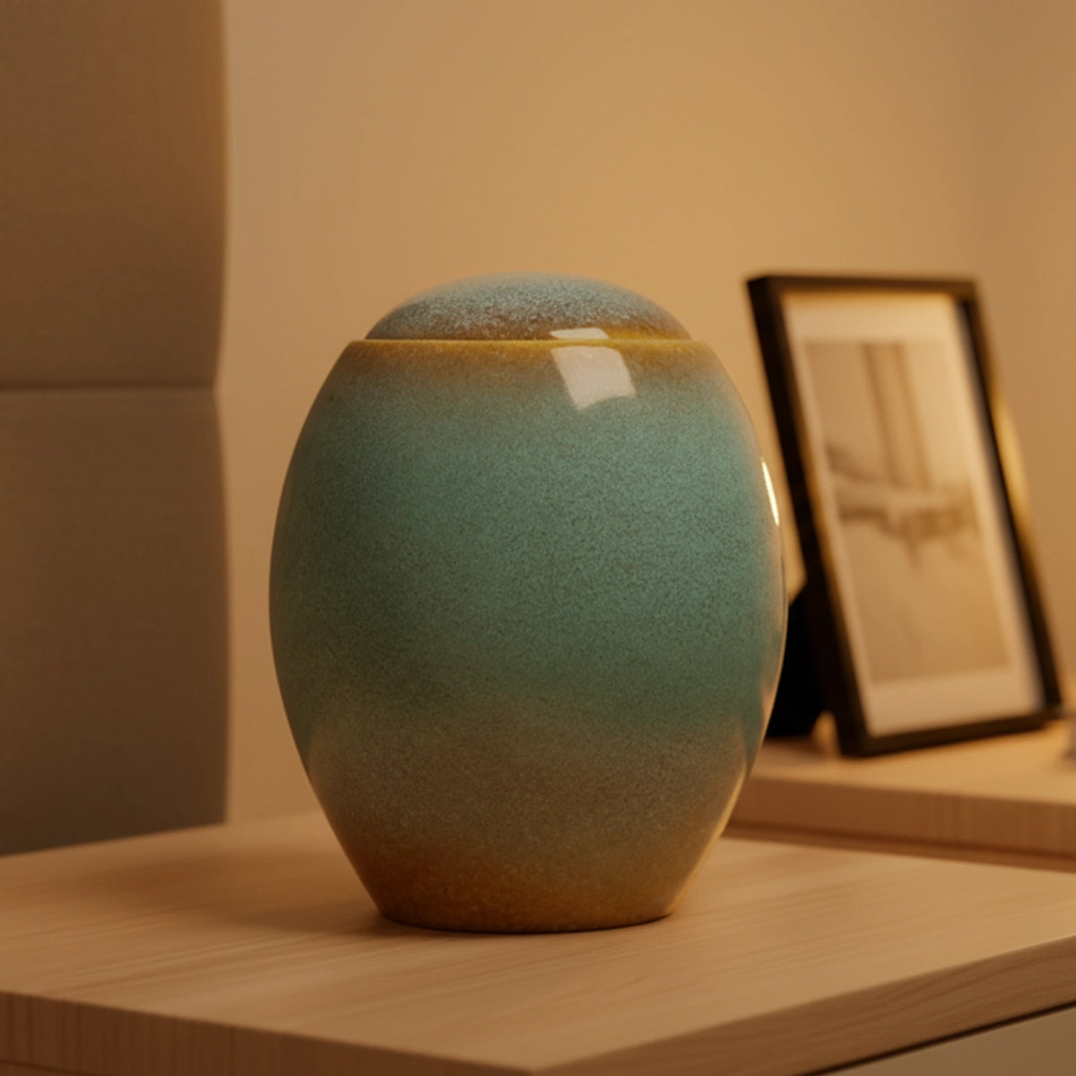 Ocean Blue Modern Adult Cremation Urn for Ashes