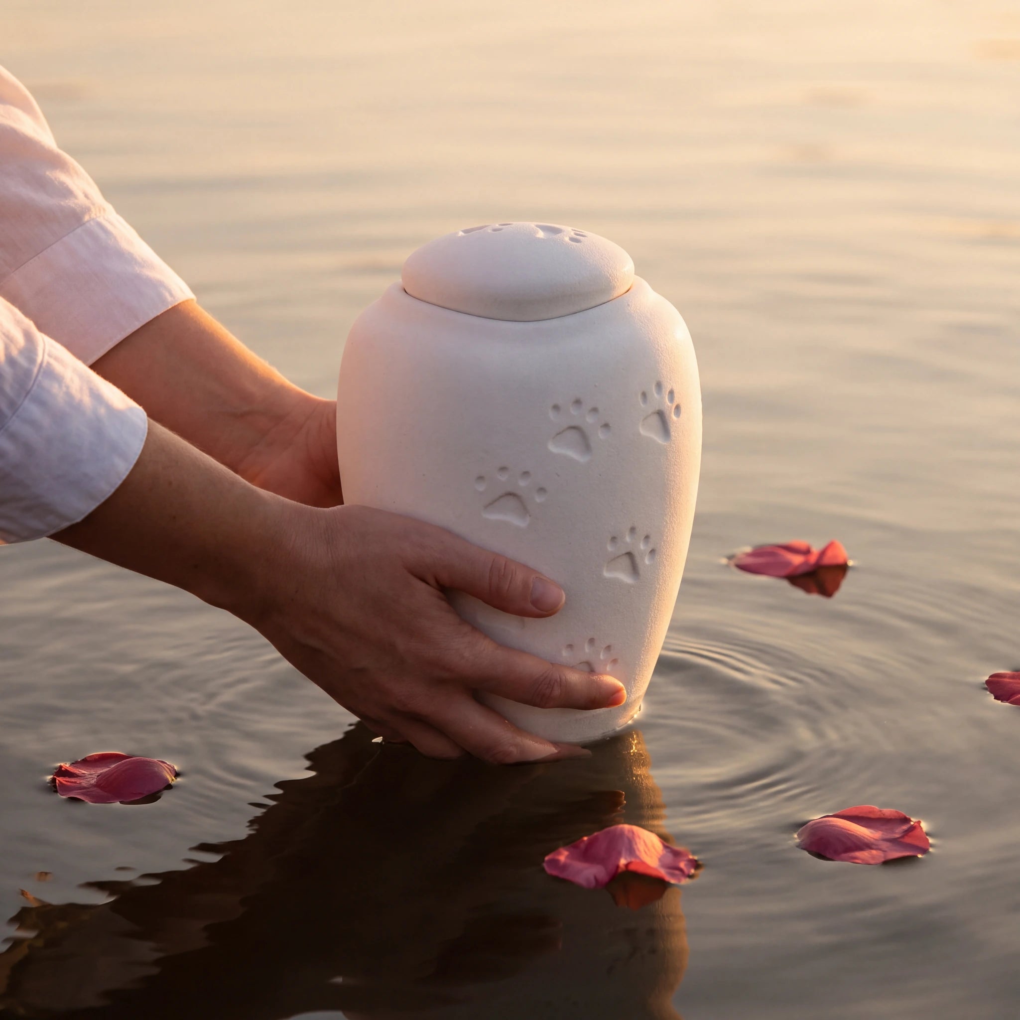 Oceane Quartz Biodegradable Water Urn for Pet Ashes - Large