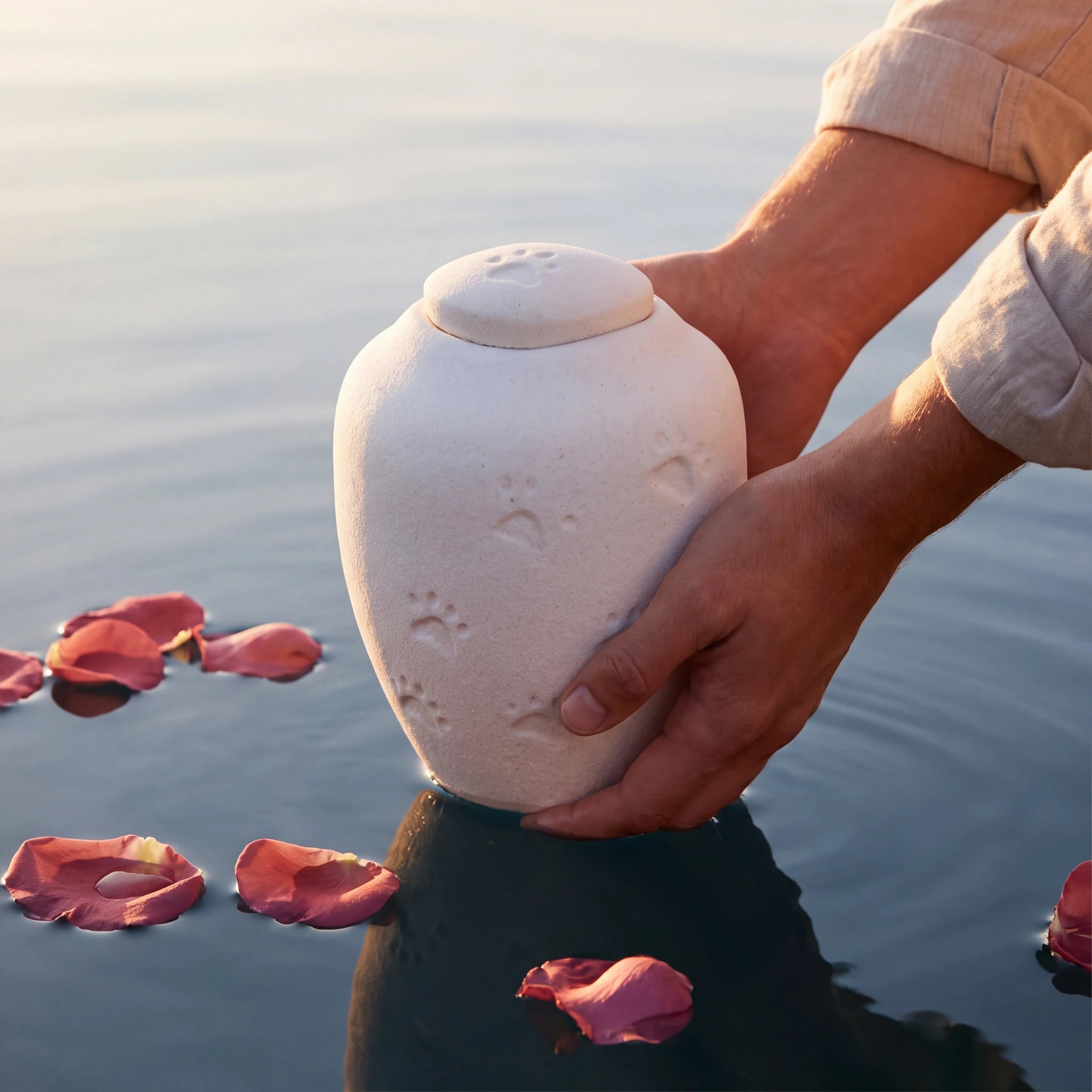 Oceane Quartz Biodegradable Water Urn for Pet Ashes - Medium