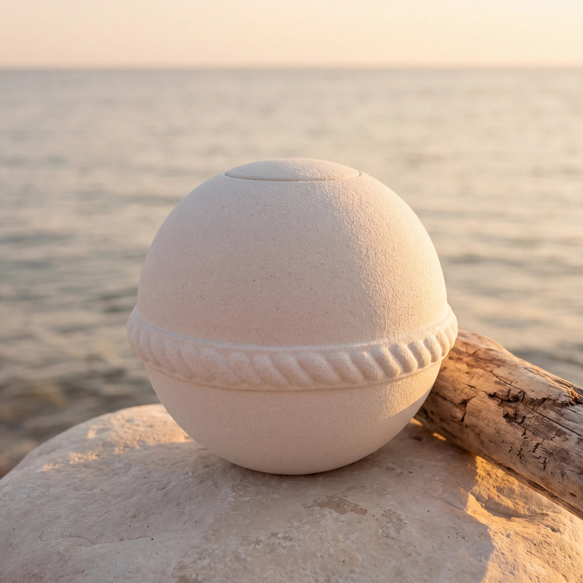 Oceane Round Quartz Biodegradable Water Urn for Ashes - Small
