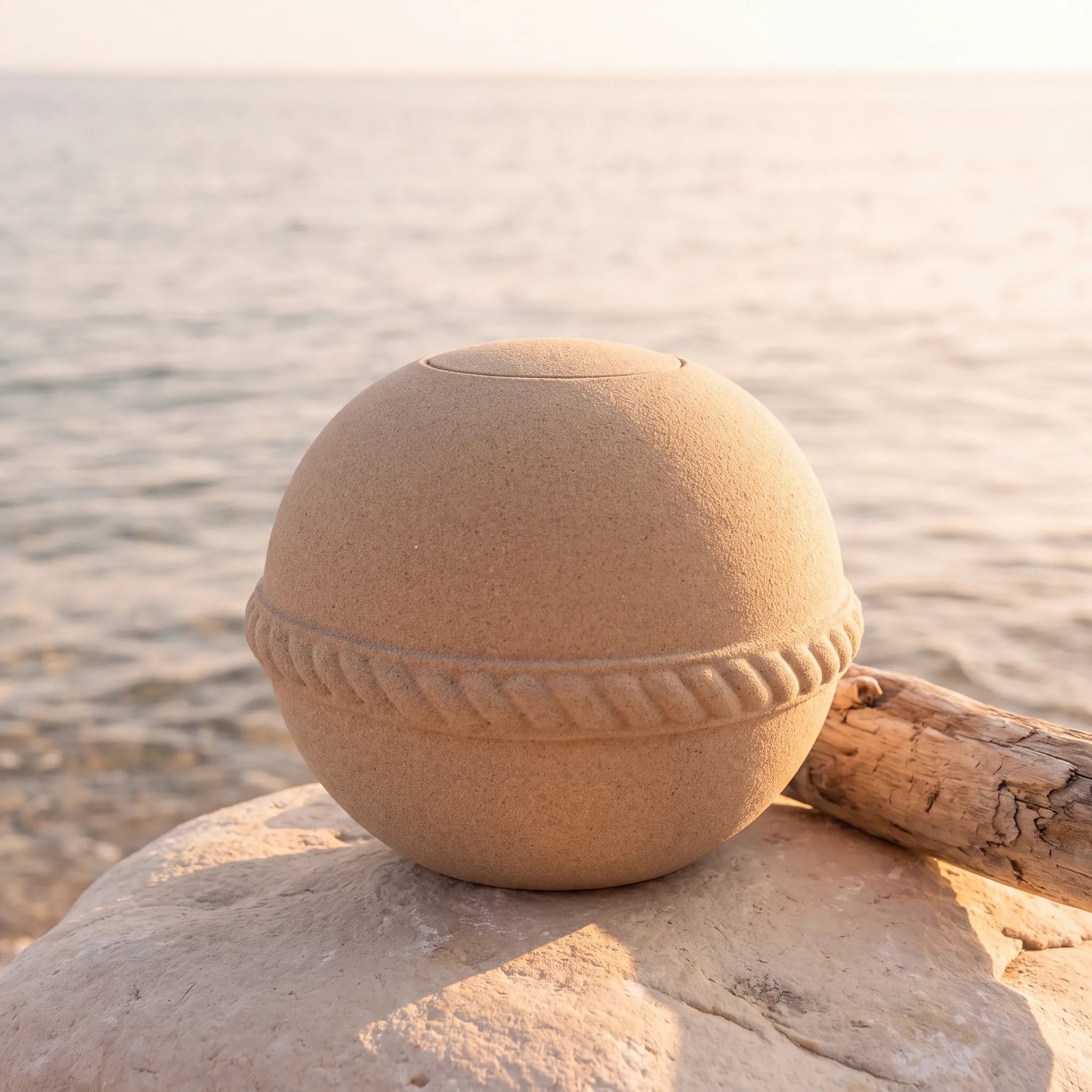 Oceane Round Sand Biodegradable Water Urn for Ashes - Small