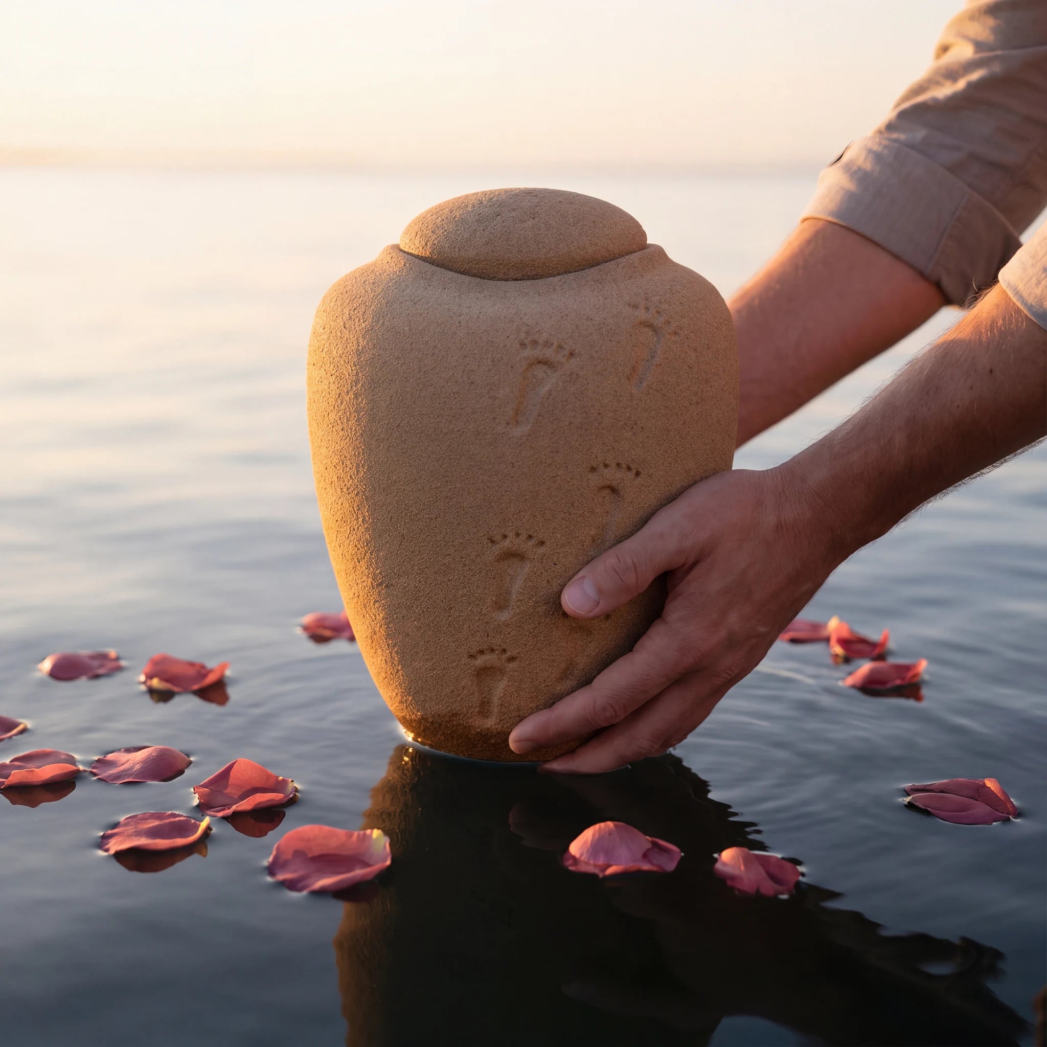 Oceane Sand Biodegradable Water Urn for Ashes - Adult