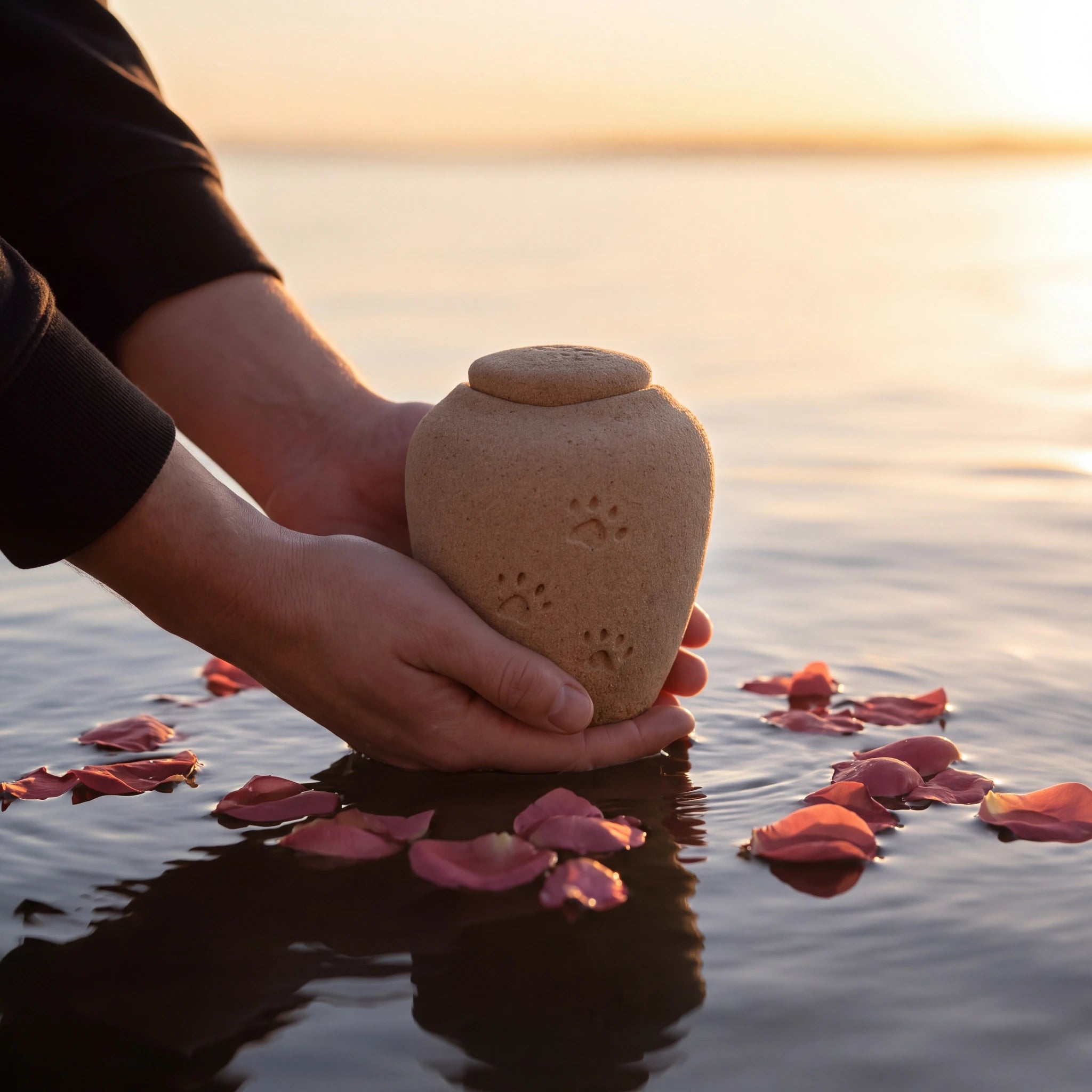 Oceane Sand Biodegradable Water Urn for Pet Ashes - Small