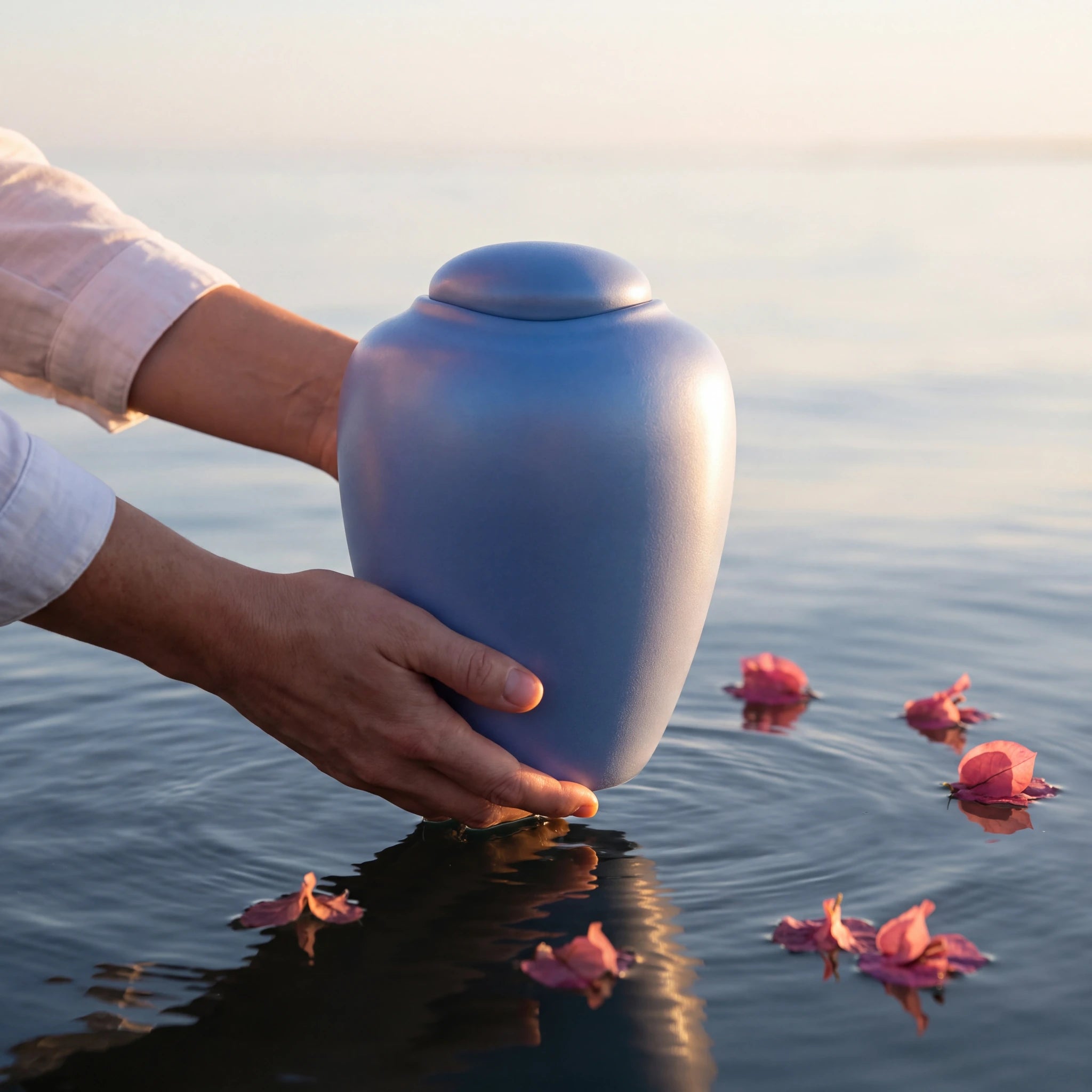 Oceane Traditional Aqua Biodegradable Water Urn for Ashes - Adult