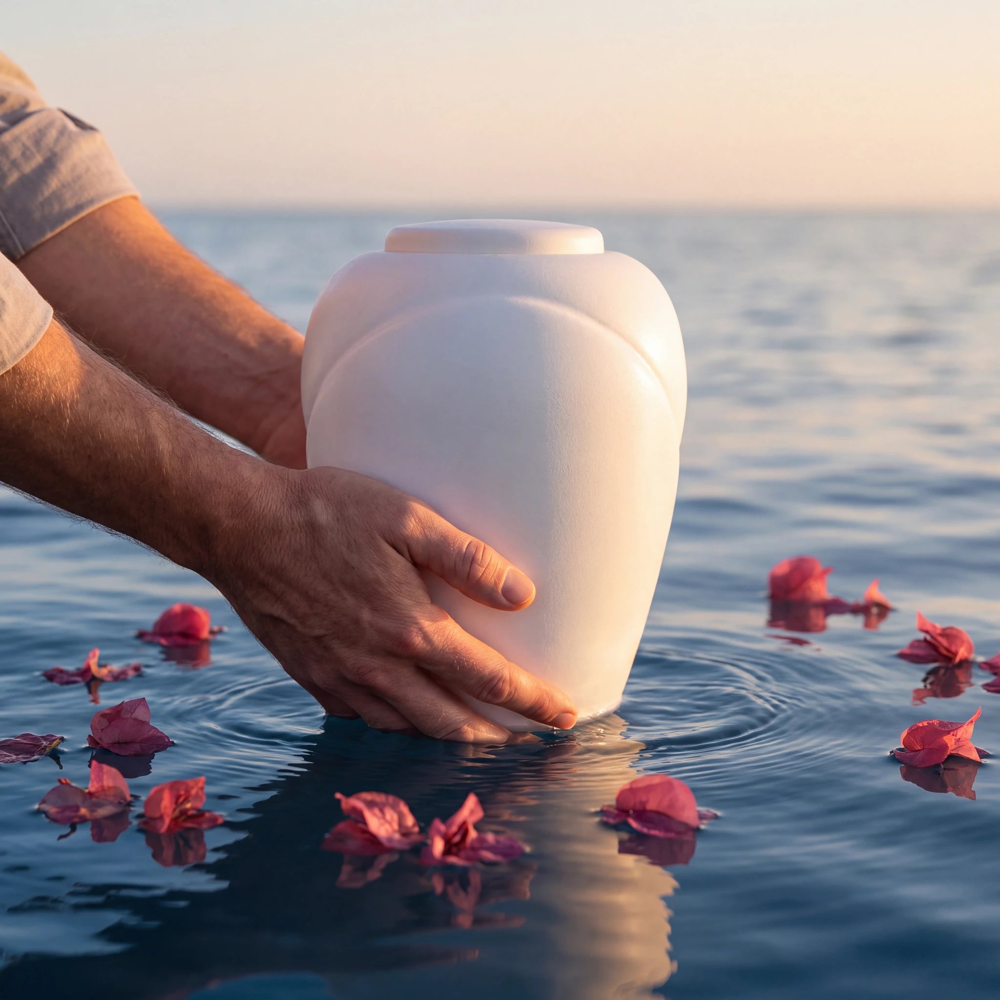 Oceane Traditional Pearl Biodegradable Water Urn for Ashes - Adult