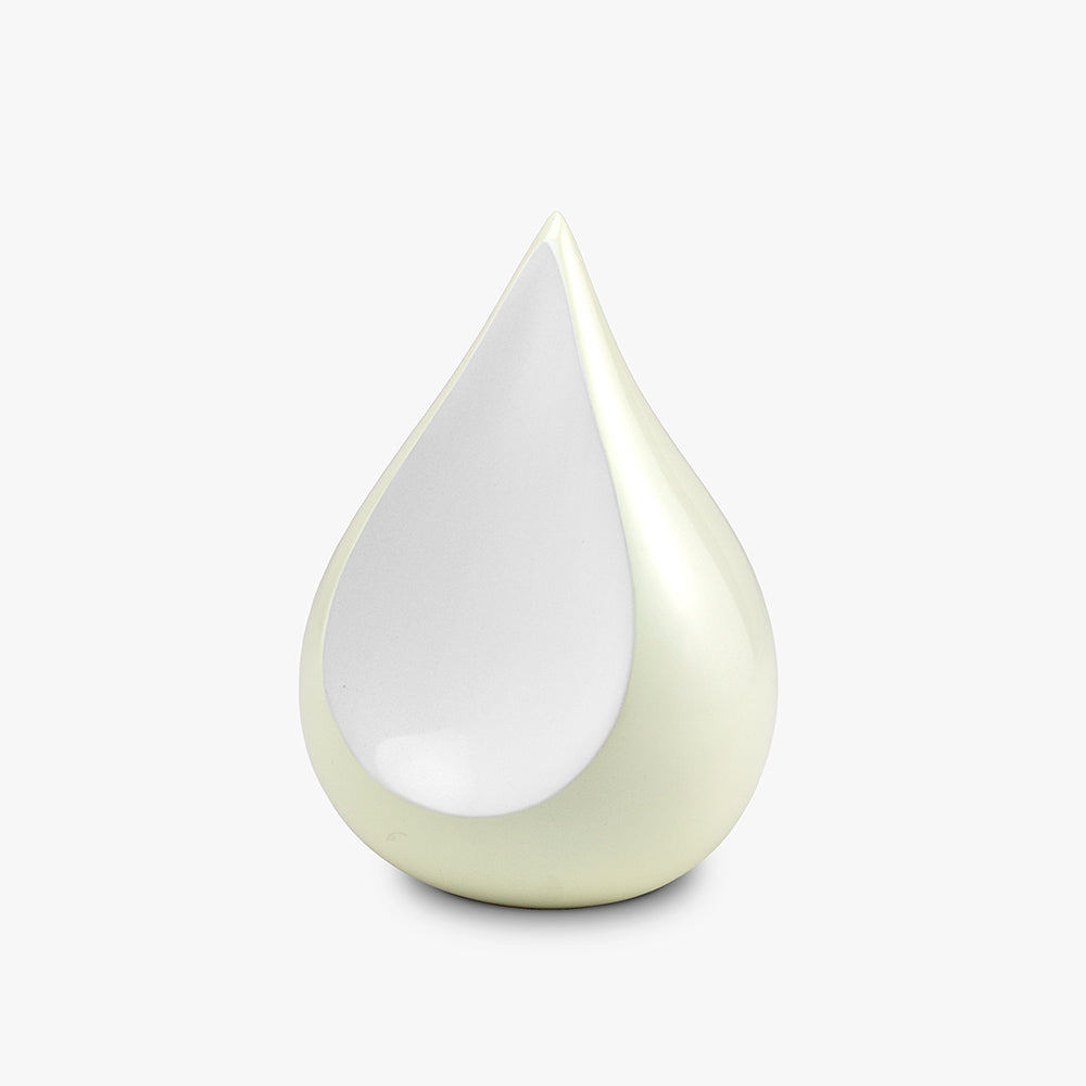 Odyssee Teardrop Small Urn for Ashes in Ivory and White