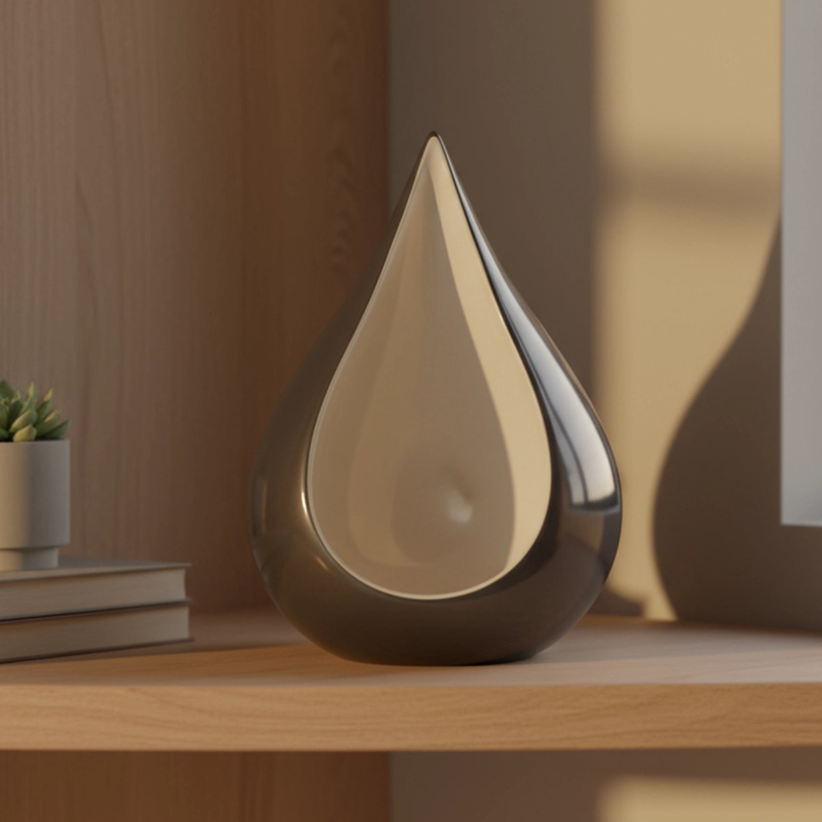 Odyssee Metal Teardrop Urn for Ashes in Grey