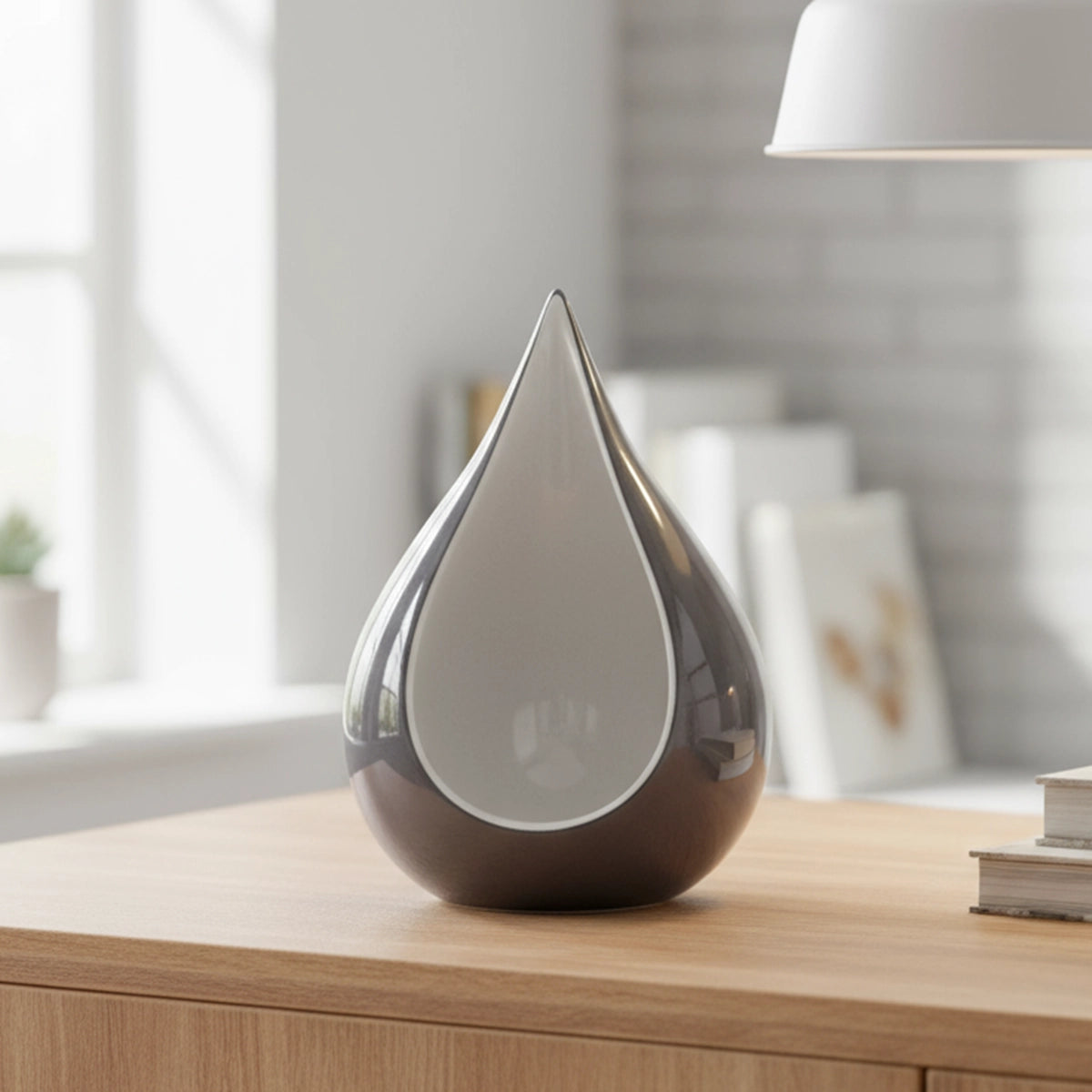 Odyssee Metal Teardrop Urn for Ashes in Grey