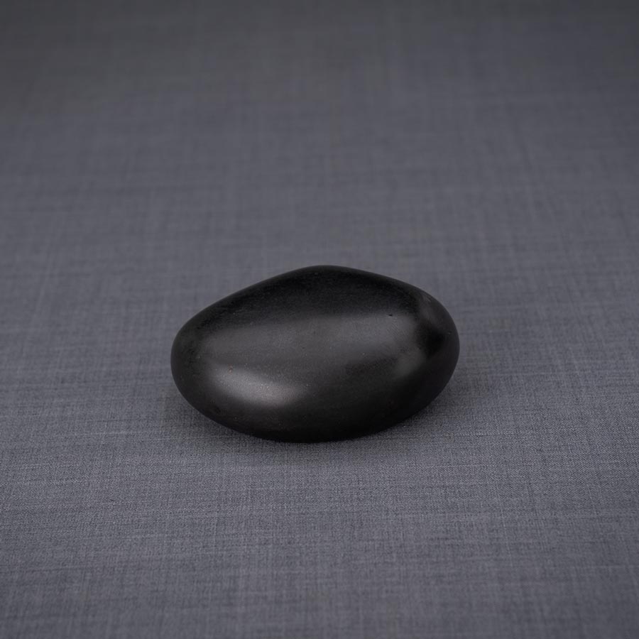 Palm Stone Ashes Keepsake Urn Matte Black Front View