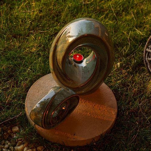 Passage Cremation Urn for Ashes Oily Green Outside Top View