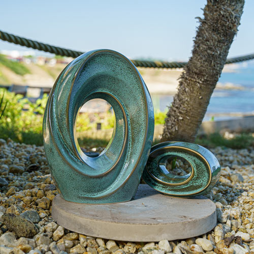 Passage Cremation Urn for Ashes Oily Green Outside