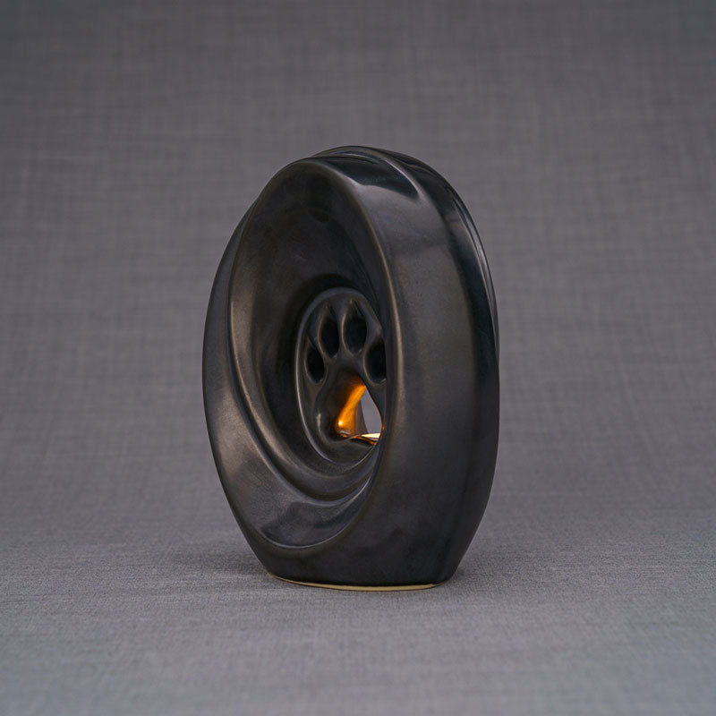 Paw Passage Cremation Urn For Pets Ashes Matte Black Left View