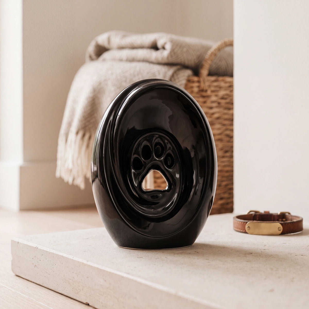 Paw-Pet-Urn-for-Ashes-in-Glossy-Black-pet_hearth_basket