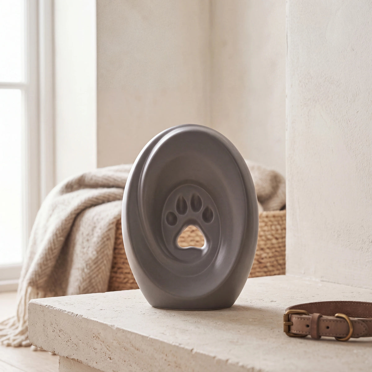 Paw-Pet-Urn-for-Ashes-in-Matte-Grey-pet_hearth_basket