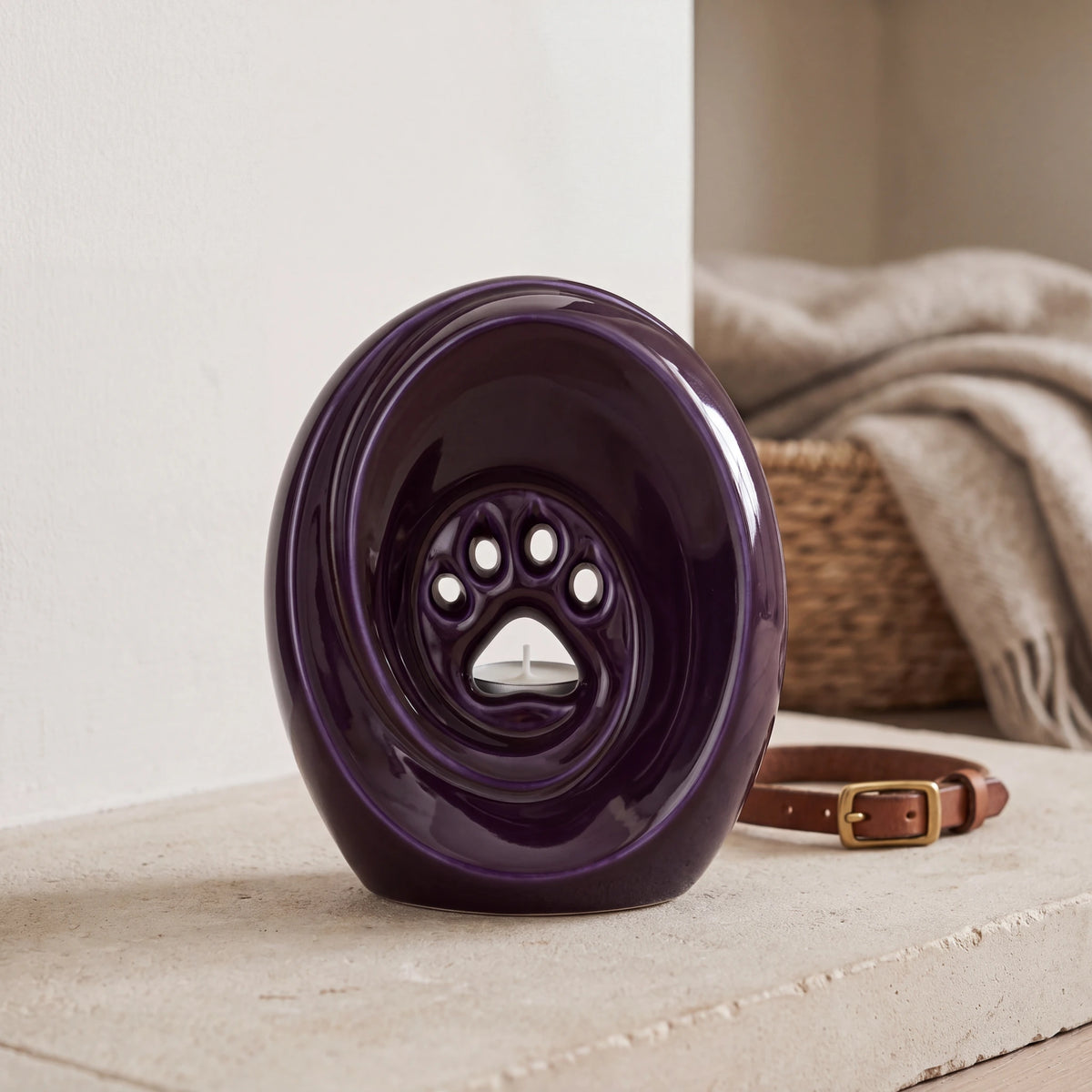 Paw-Pet-Urn-for-Ashes-in-Purple-pet_hearth_basket