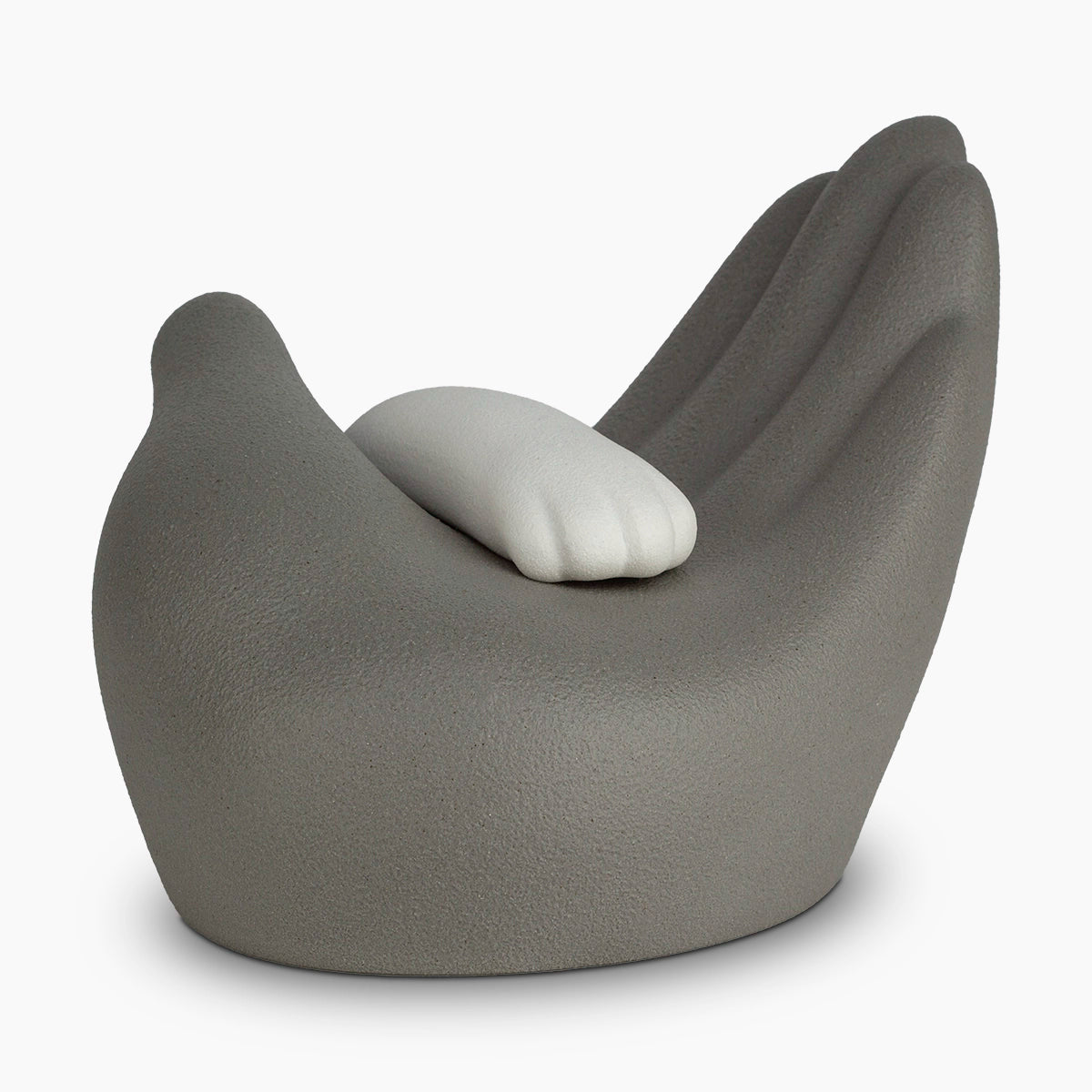 Paw in Hand Pet Urn for Ashes in Grey and White Front