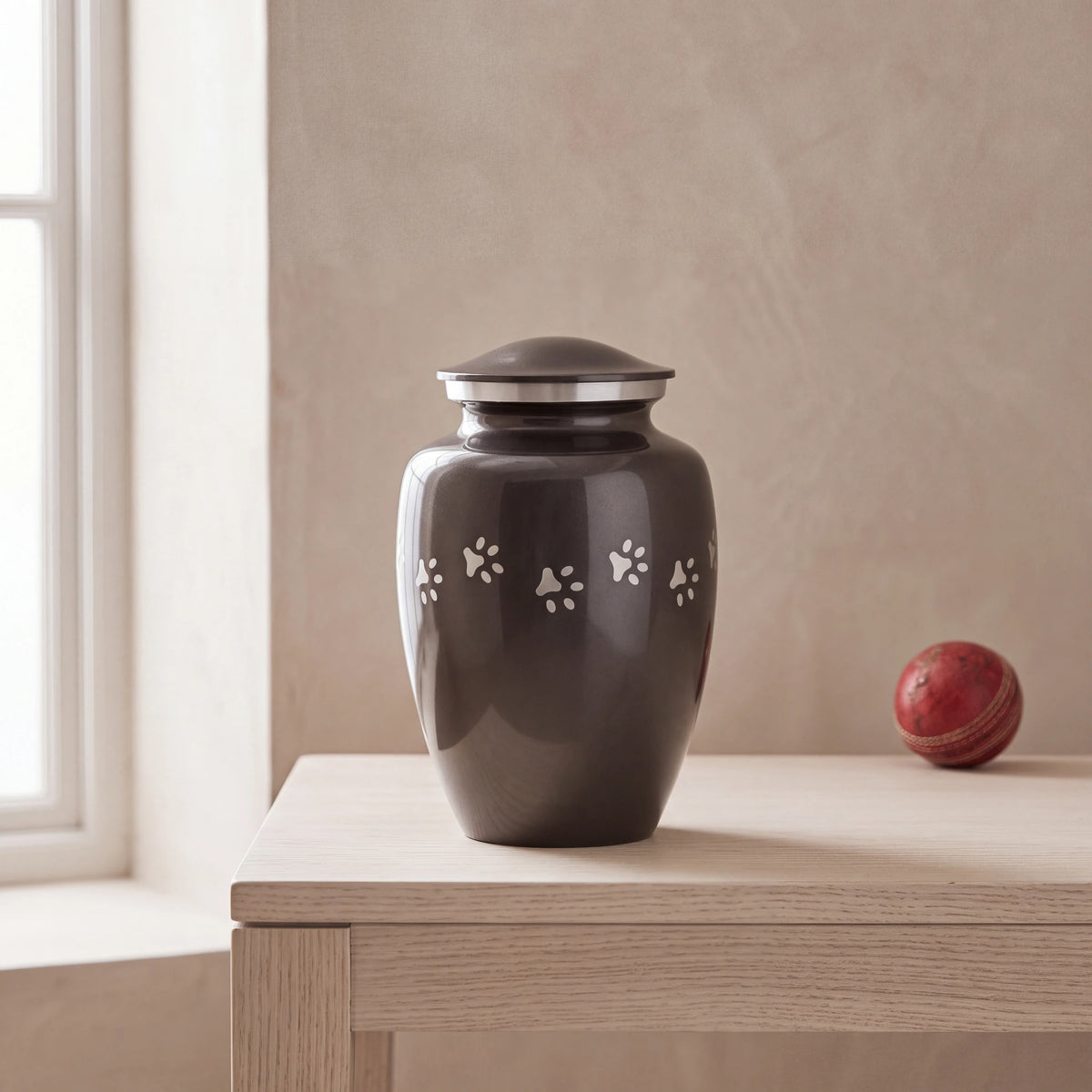Pawprint-Pet-Urn-for-Ashes-in-Graphite-Silver-Large-pet_console_ball