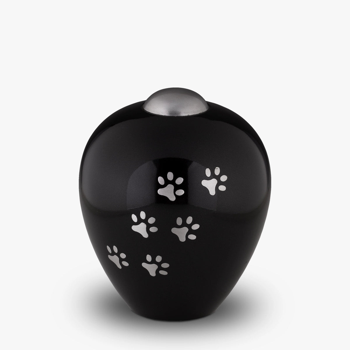 Pawprints Pet Urn for Ashes in Black and Silver Small