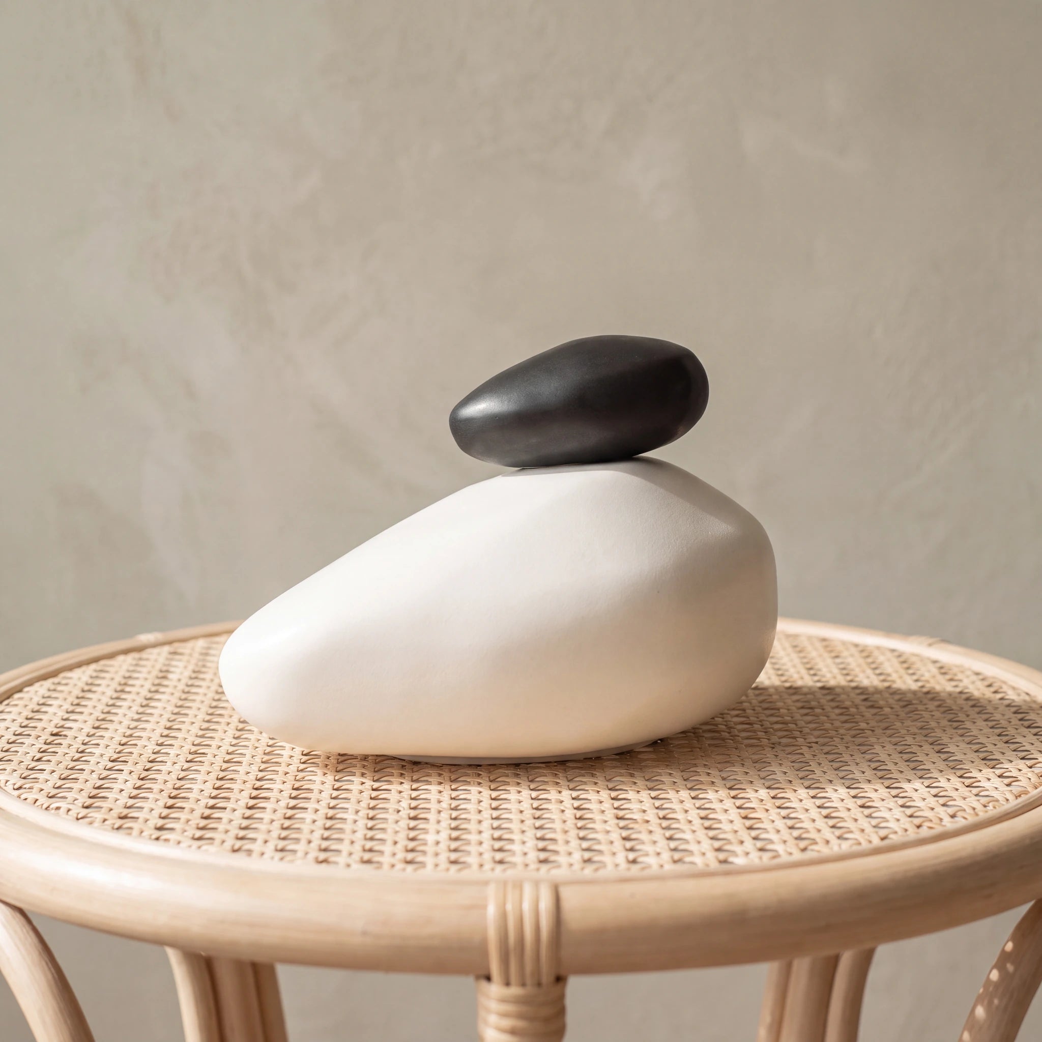 Pebbles Adult Cremation Urn for Ashes in White and Matte Black