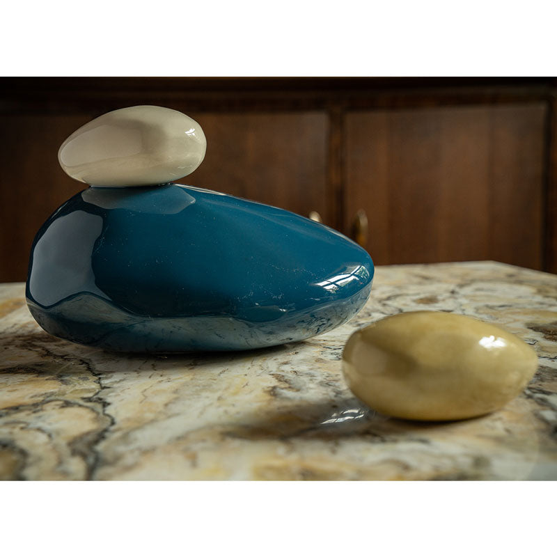 Pebbles Ashes Keepsake Urn Range on Side Dark Green