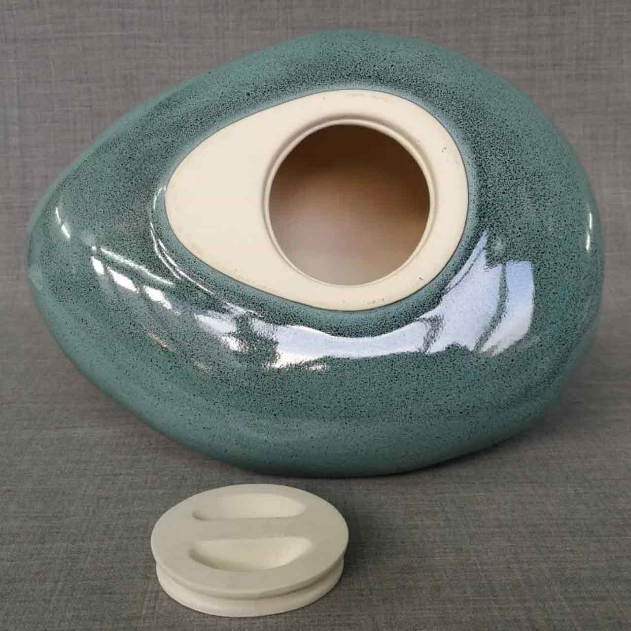 Pebbles Cremation Urn for Ashes Glossy Black and Red