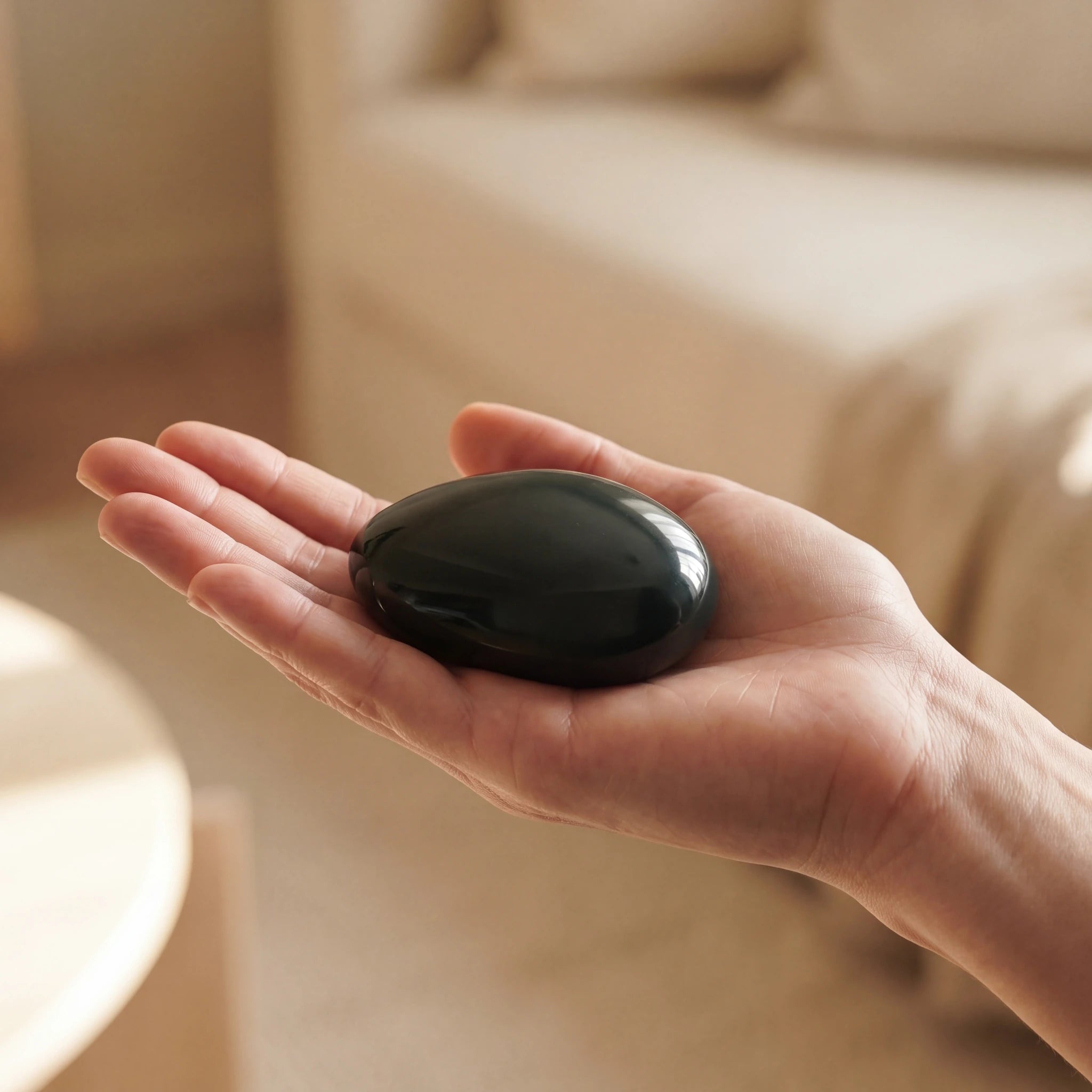 Pebbles-Small-Urn-for-Ashes-in-Green-In-the-Palm