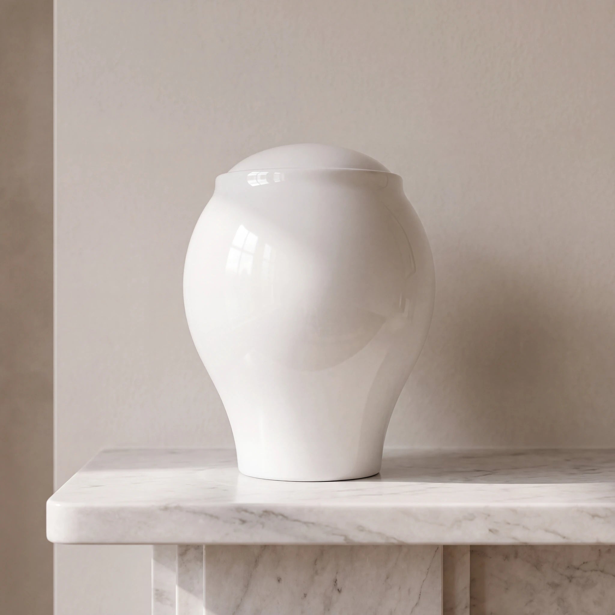 Pure White Classic Adult Cremation Urn for Ashes