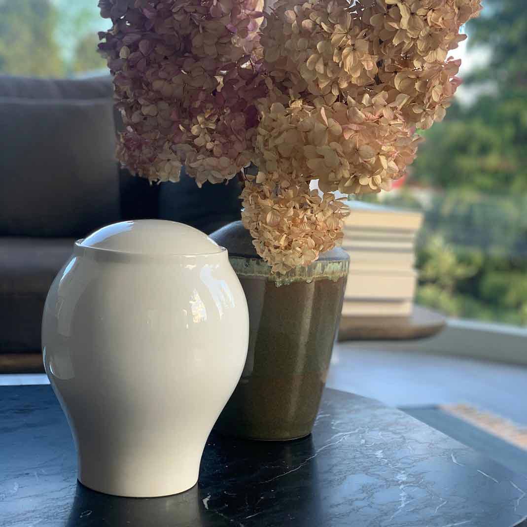 Pure White Classic Adult Cremation Urn for Ashes