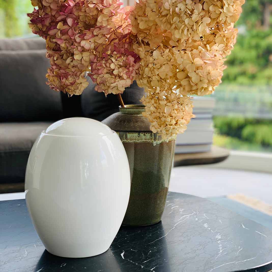 Pure White Modern Adult Cremation Urn for Ashes