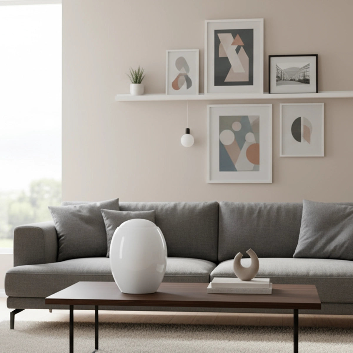 Pure White Modern Adult Cremation Urn for Ashes