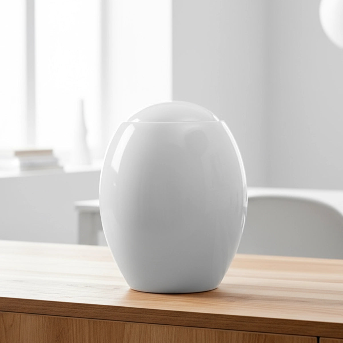 Pure White Modern Adult Cremation Urn for Ashes