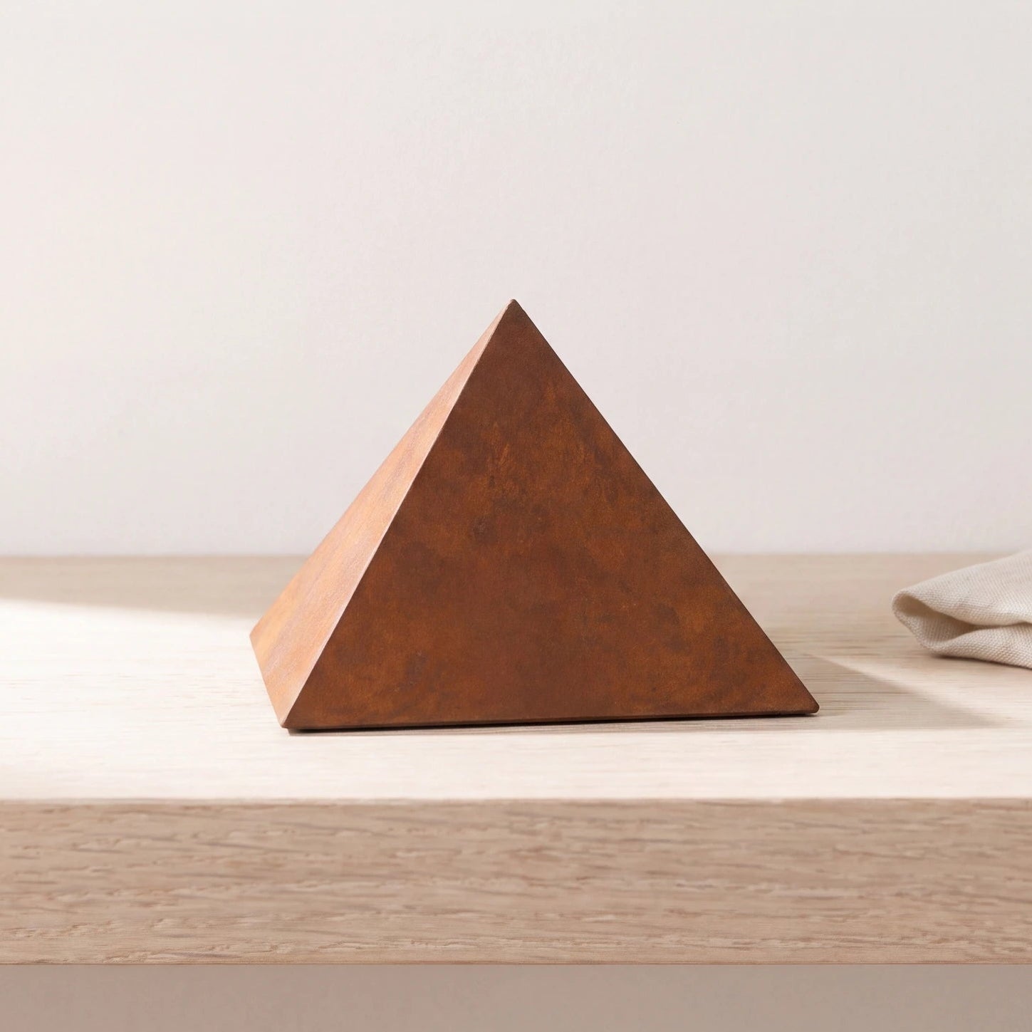 Pyramid-Small-Urn-for-Ashes-in-Corten-Steel-keepsake_folded_napkin