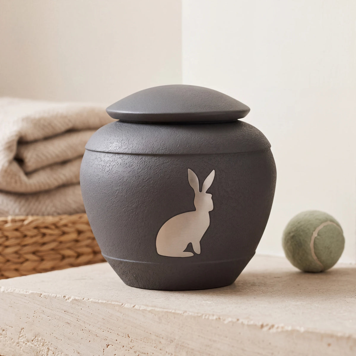 Rabbit-Urn-for-Ashes-in-Graphite-Silver-pet_hearth_basket