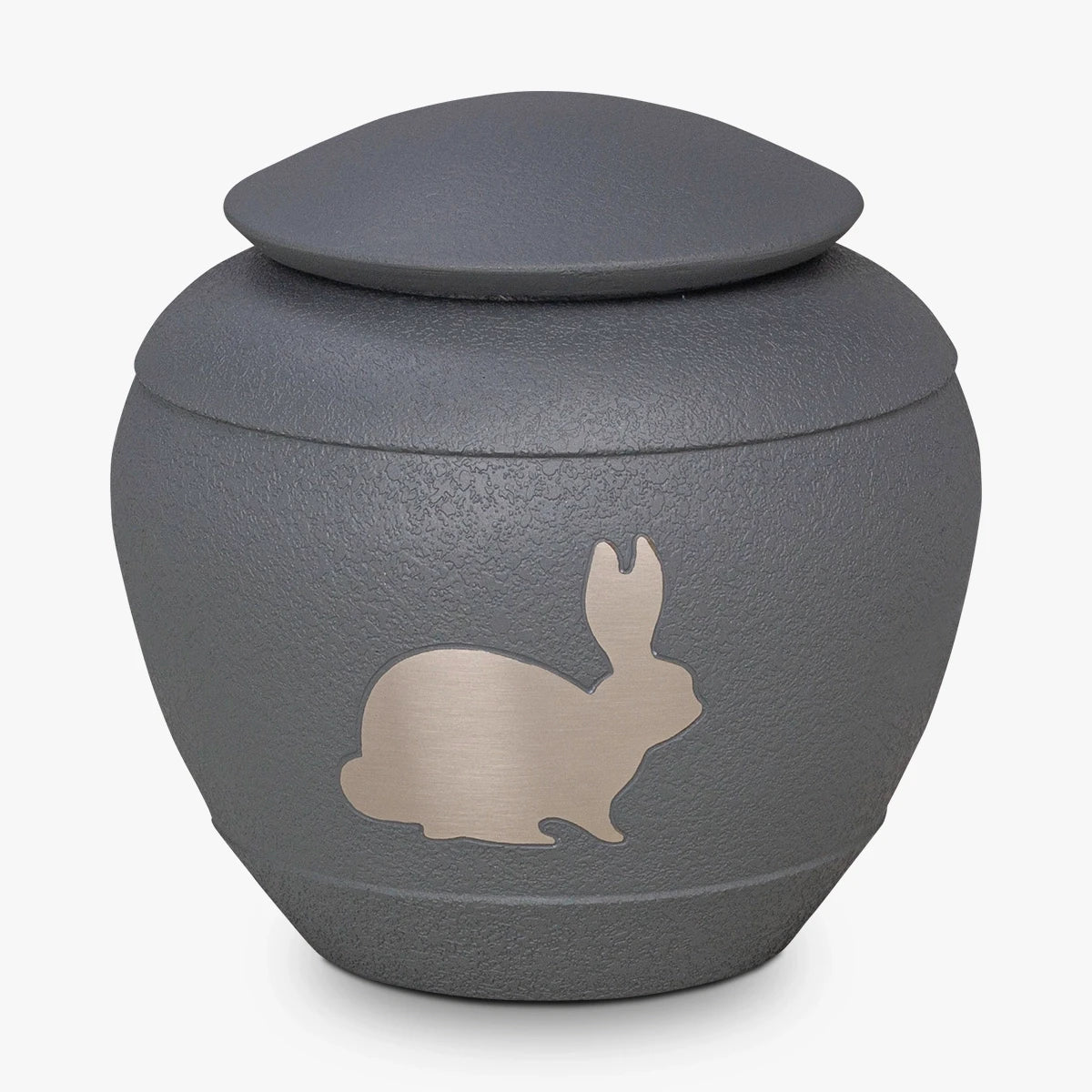 Rabbit Urn for Ashes in Graphite and Silver Rabbit Crouch