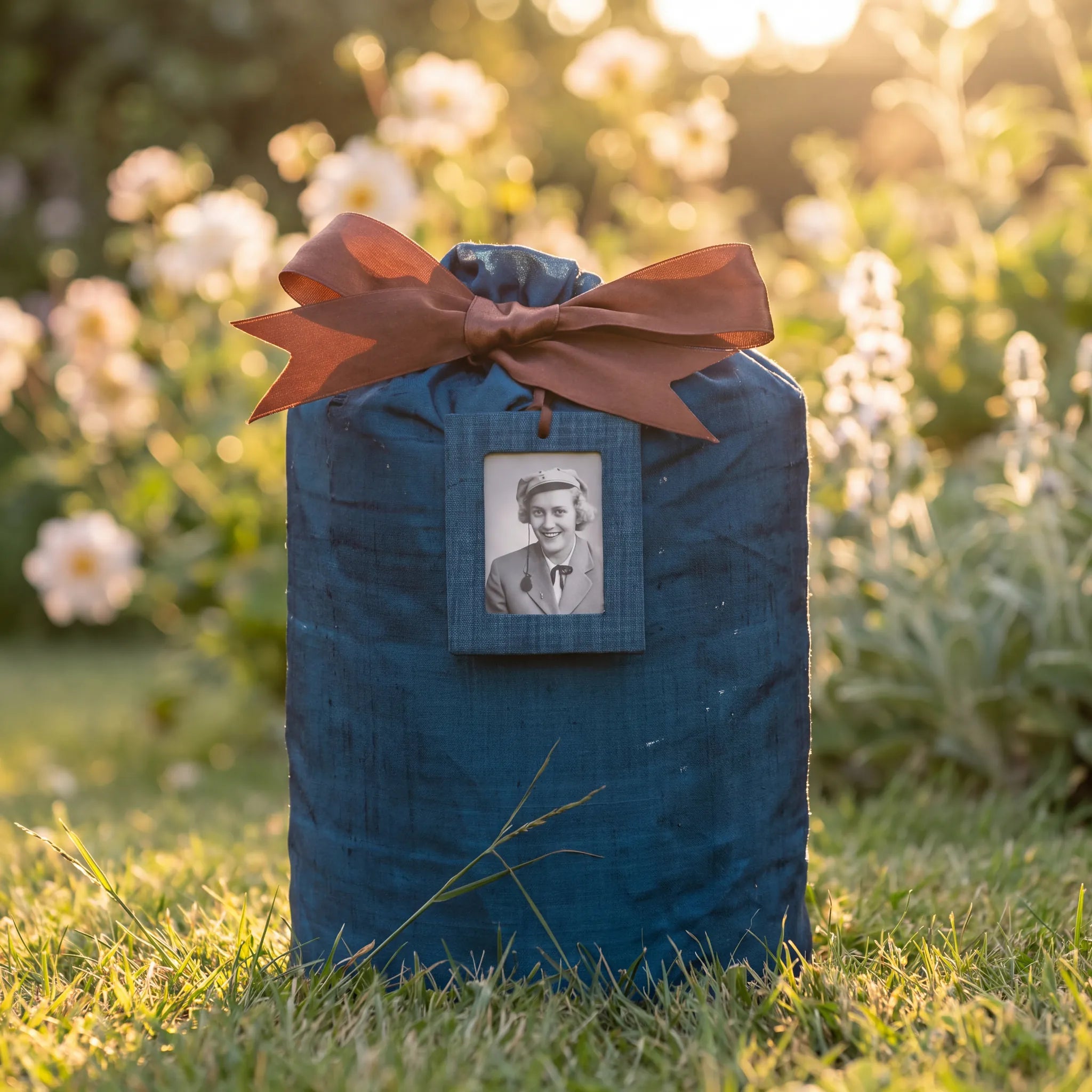 Reflect Earthurn Biodegradable Urn for Ashes with Blue Silk Bag - Adult