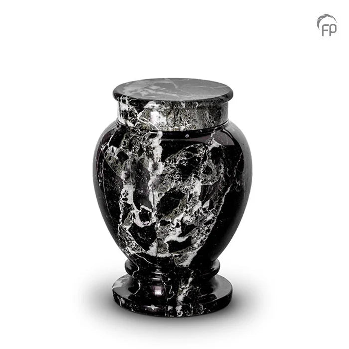 Black & White Marble Pet Urn for Ashes