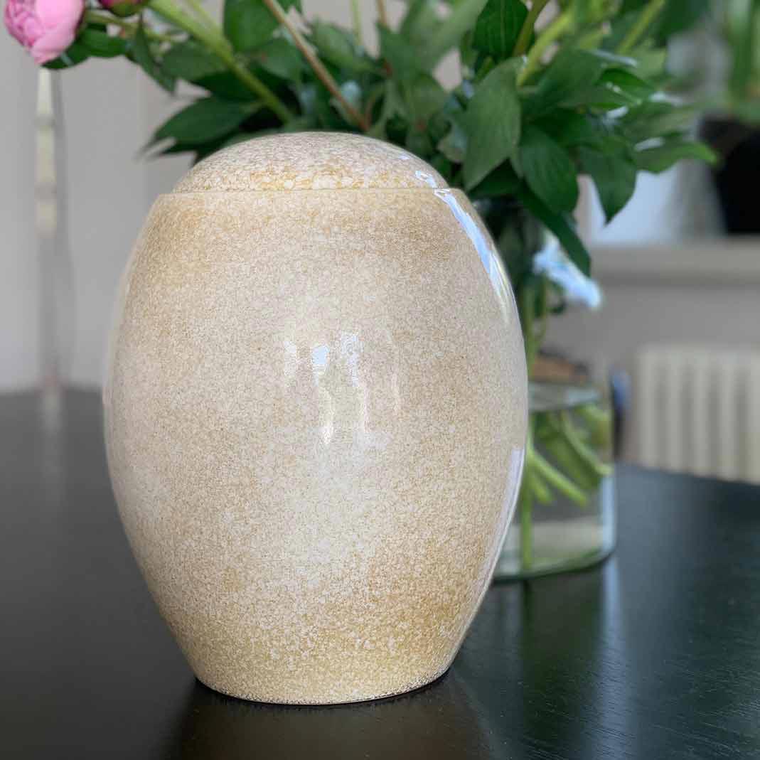 Sandy White Modern Adult Cremation Urn for Ashes