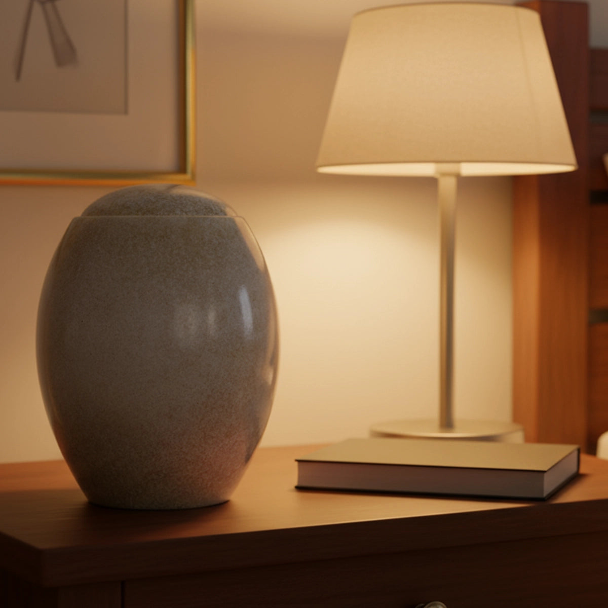 Sandy White Modern Adult Cremation Urn for Ashes