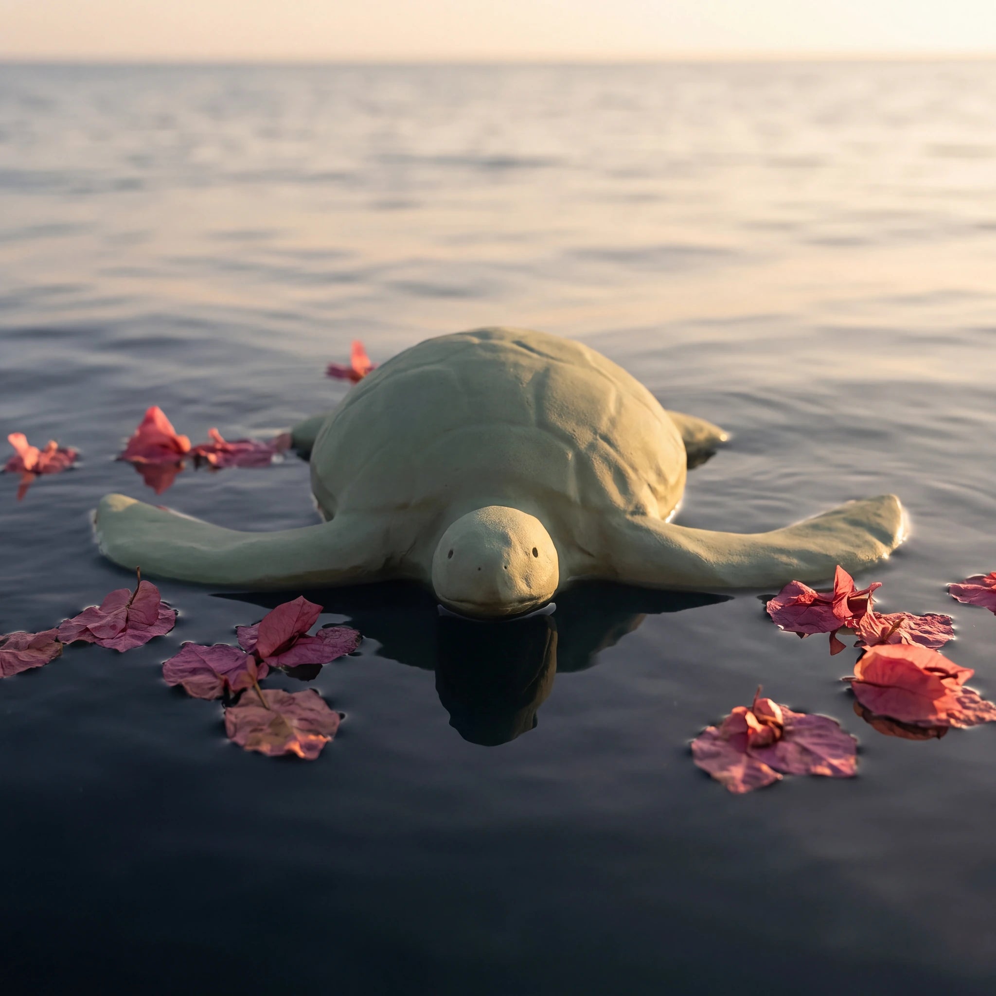 Sea Turtle Biodegradable Water Urn for Ashes in Moss - Mini