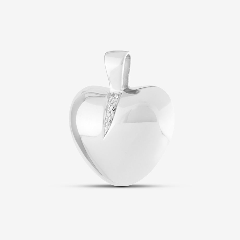 Self fill Crystal Heart Memorial Ashes Pendant in Silver