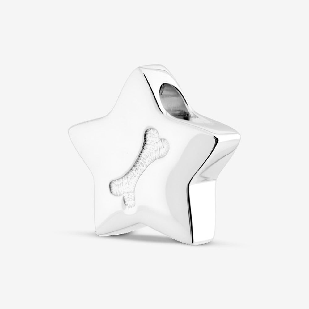 Self fill Dog Bone Star Memorial Ashes Pendant in Silver