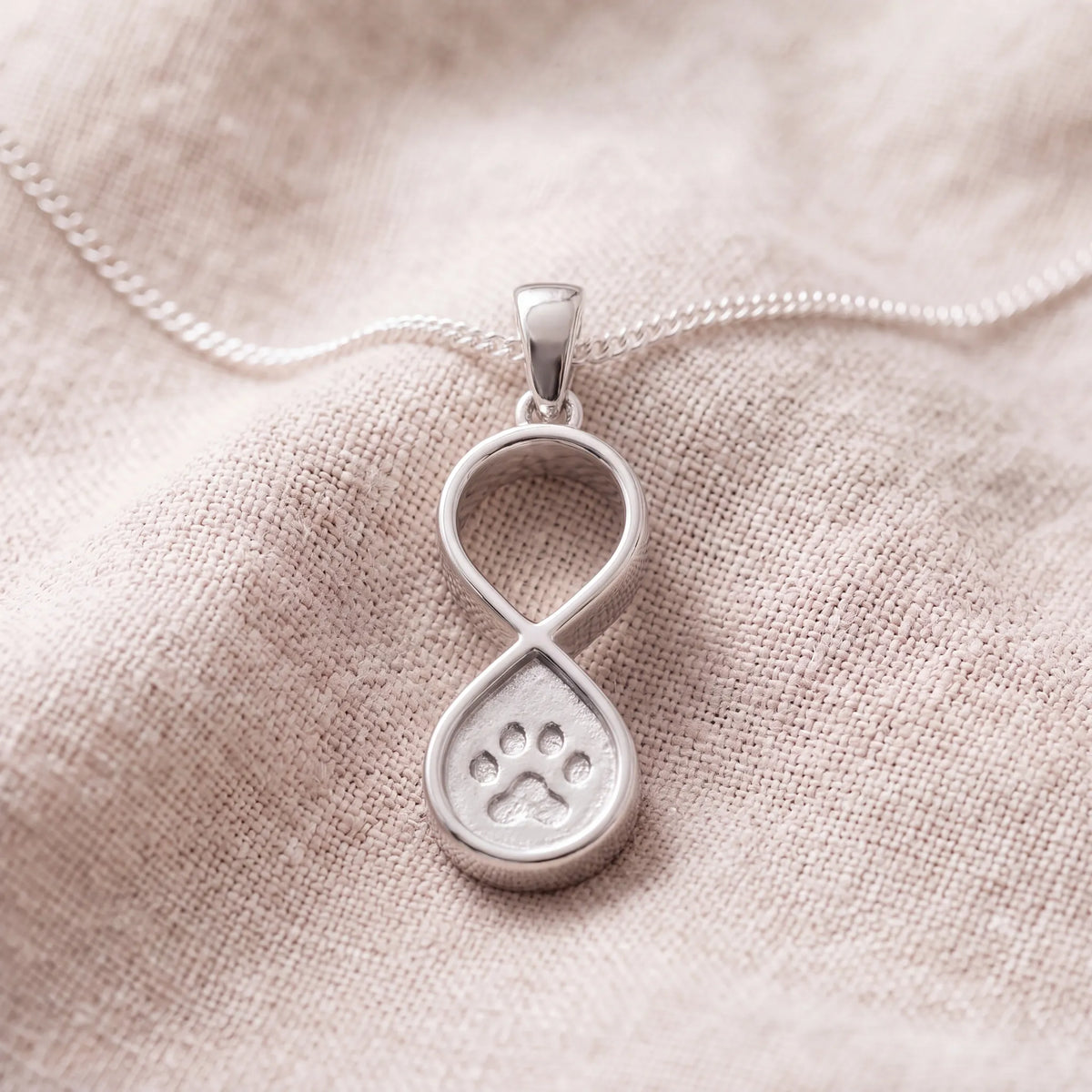 Self-fill-Infinity-Pawprint-Pet-Memorial-Ashes-Pendant-On-Linen