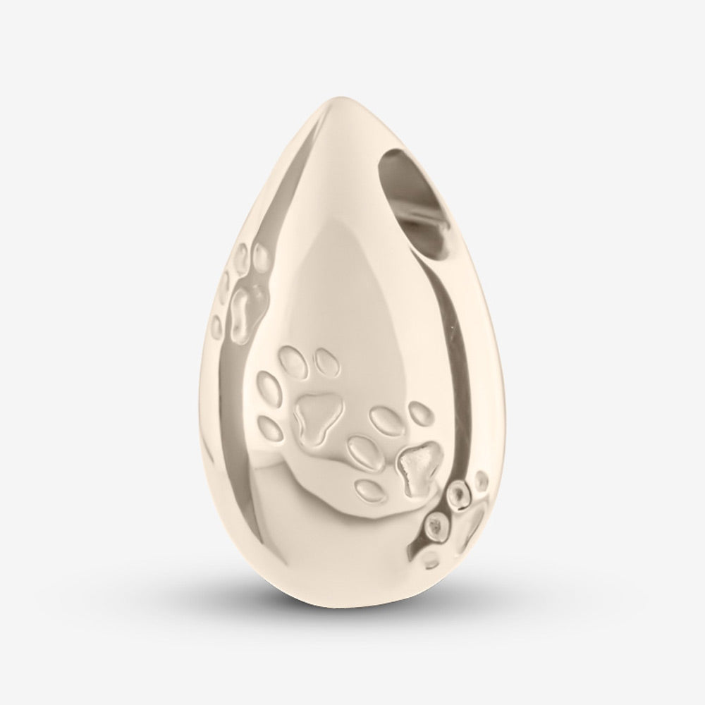 Self fill Paw Prints Drop Memorial Ashes Pendant in White Gold