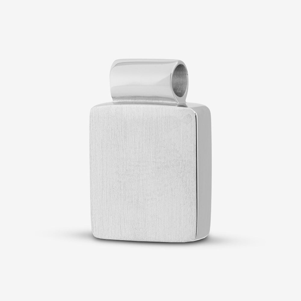 Self fill Rectangular Memorial Pet Ashes Pendant in Silver